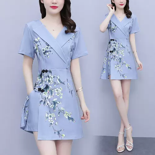 Plus Size Oriental Qipao Tunic Blouse and Shorts Set