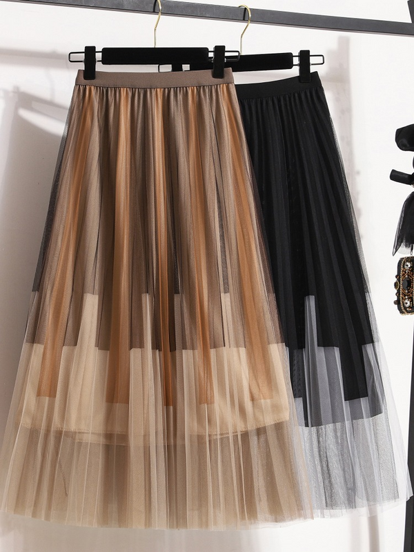 Plus Size Piano Keys Look Tulle Midi Skirt