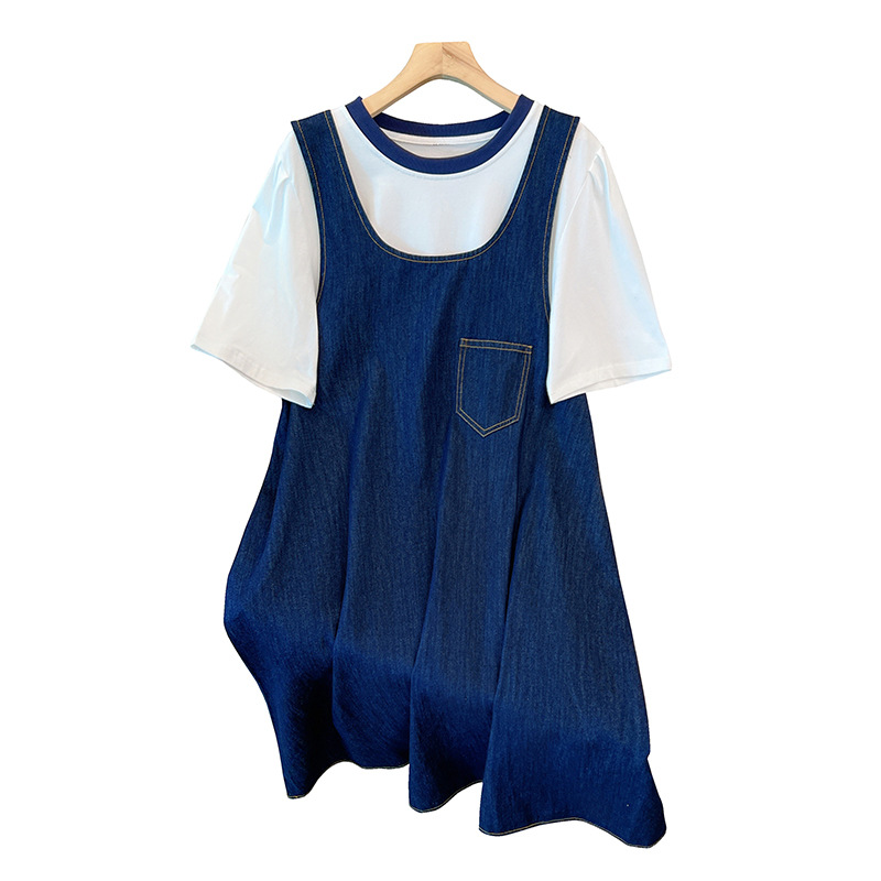 Plus Size Pinafore Denim Dress And White T Shirt Top Set (EXTRA BIG SI –  Pluspreorder
