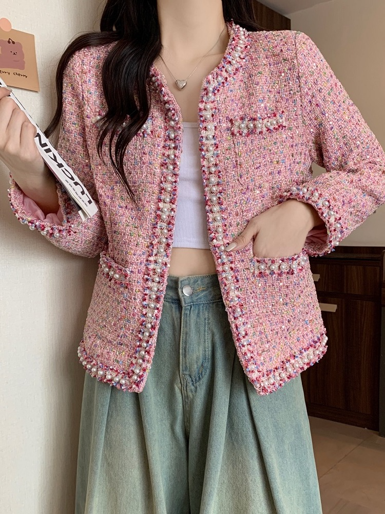 Pink tweed suit plus sales size