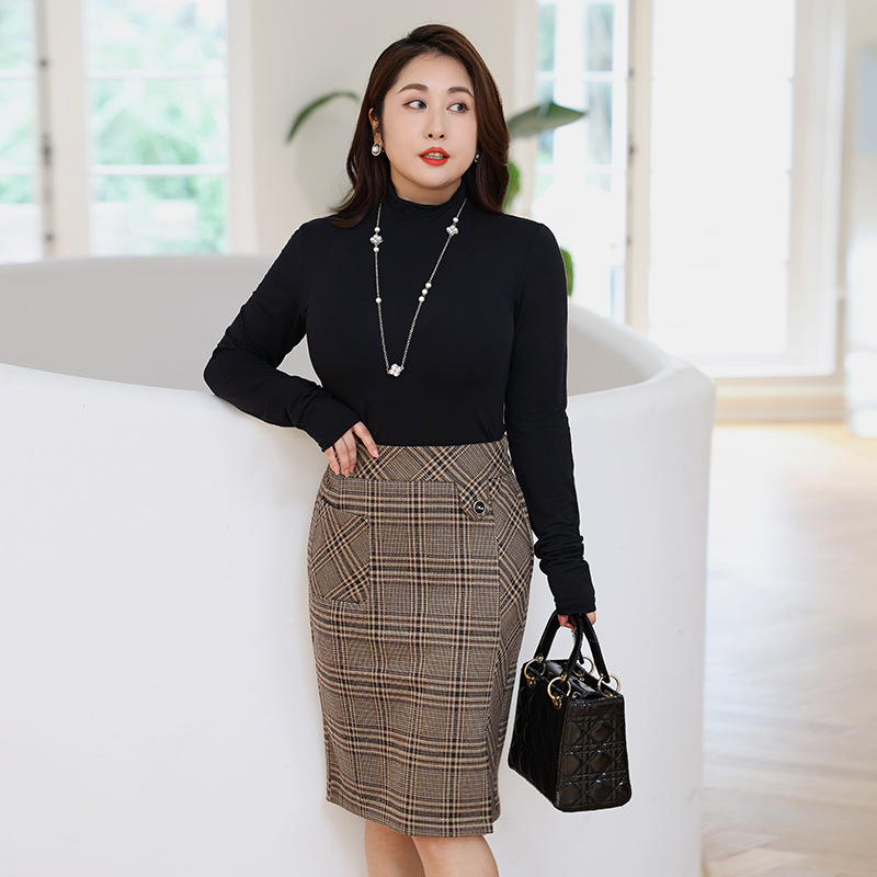 Office Skirt High Waisted Checkered Pencil Skirt Pencil Skirts