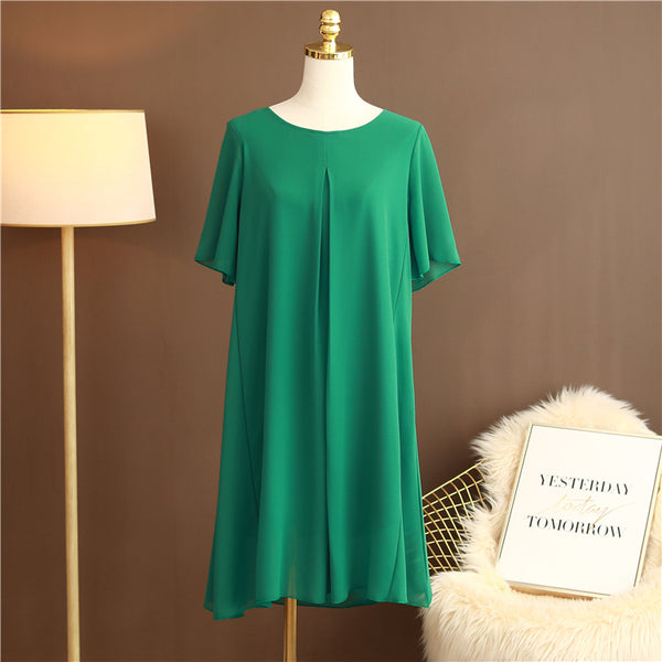 Plus Size Pleat Chiffon Dress