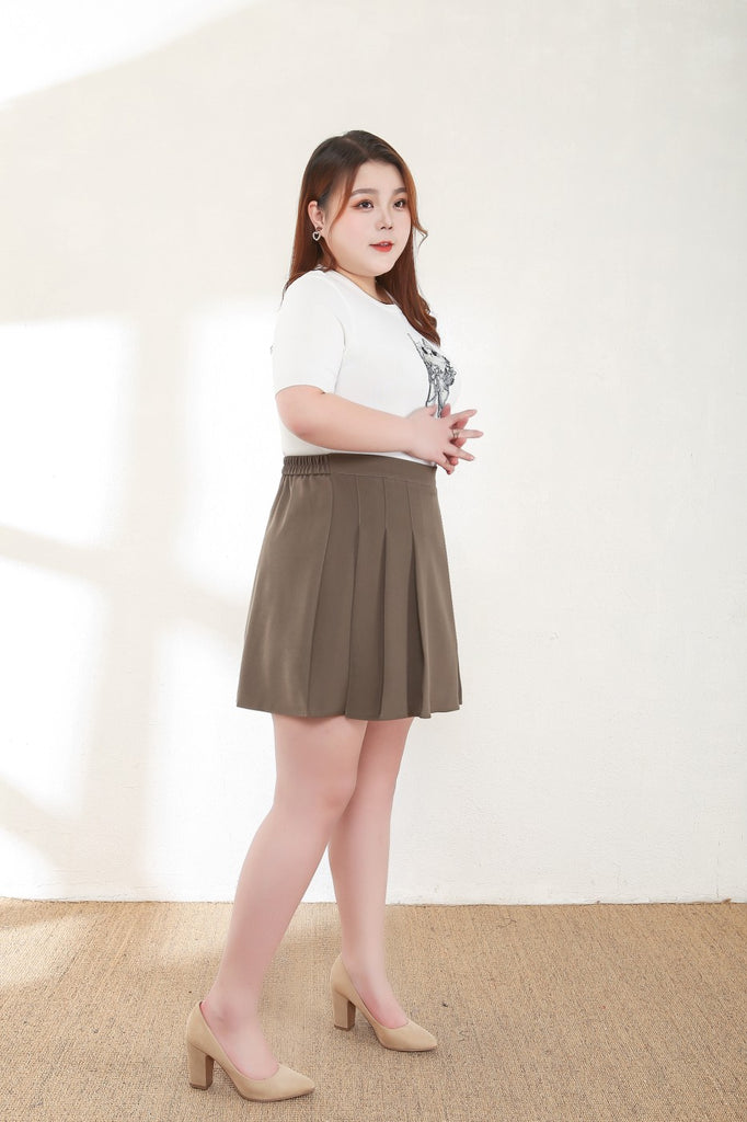 Plus size deals pleated khaki skirt