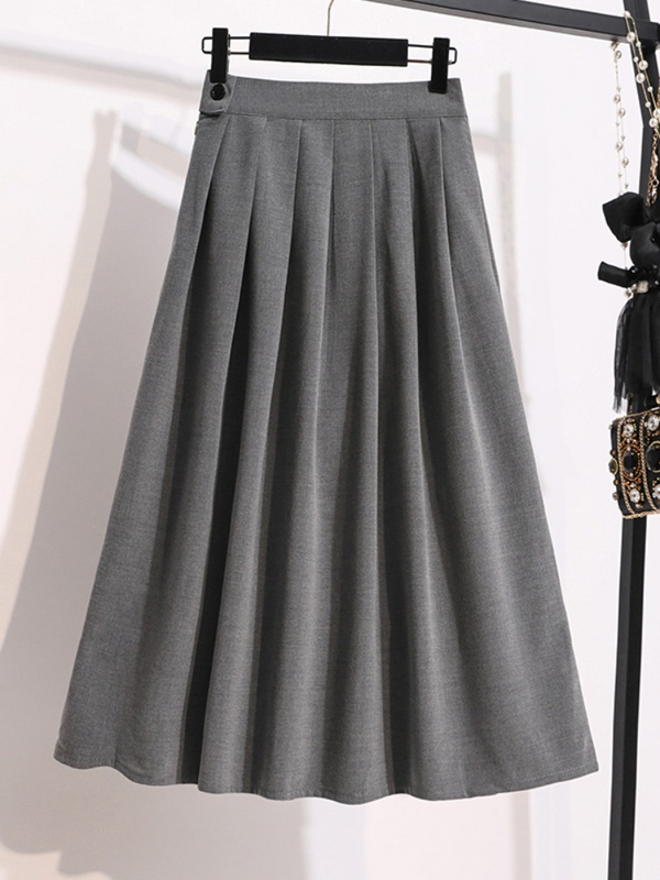 Plus Size Pleats Midi Skirt