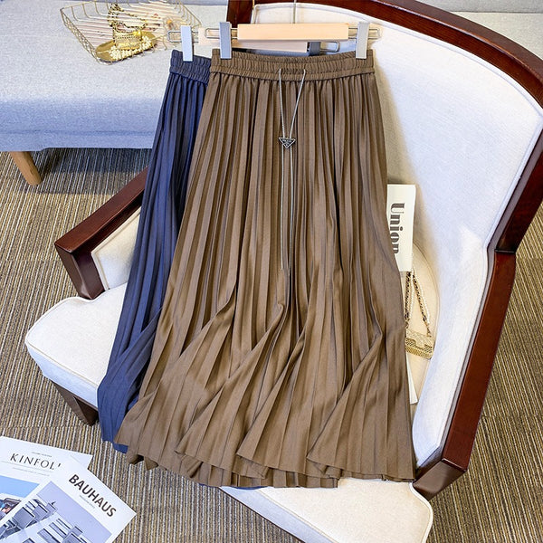 Plus Size Pleats Midi Skirt