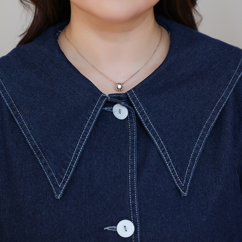 Plus Size Preppy Denim Long Sleeve Shirt Dress (Extra Big Size ...