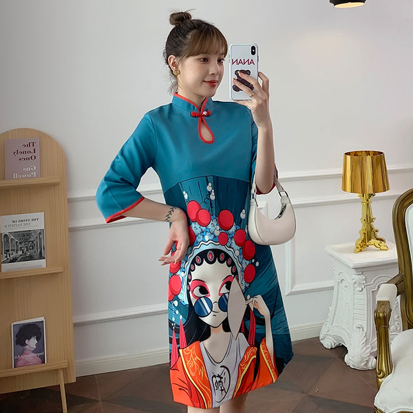 Plus Size Funky Girl Cheongsam