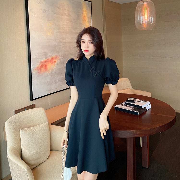 Plus Size Black Korean Cheongsam