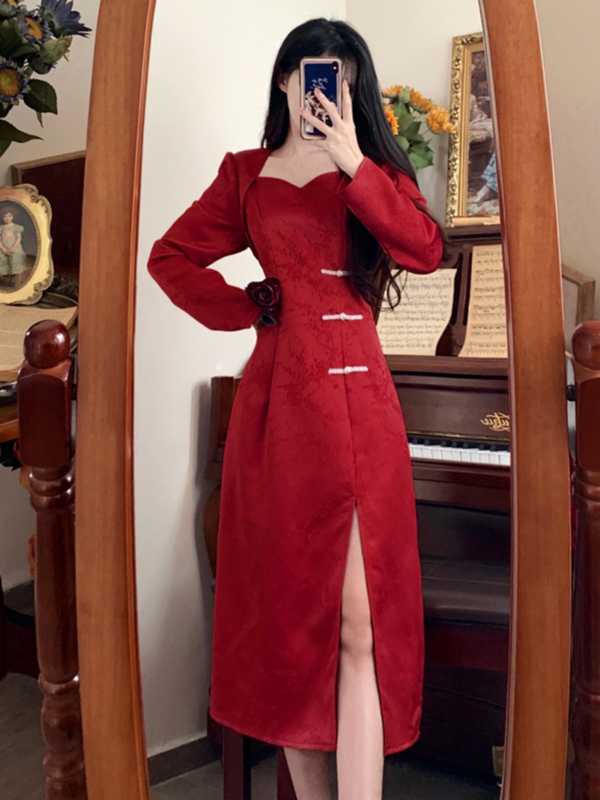 Plus Size Red Sweetheart Qipao Dress