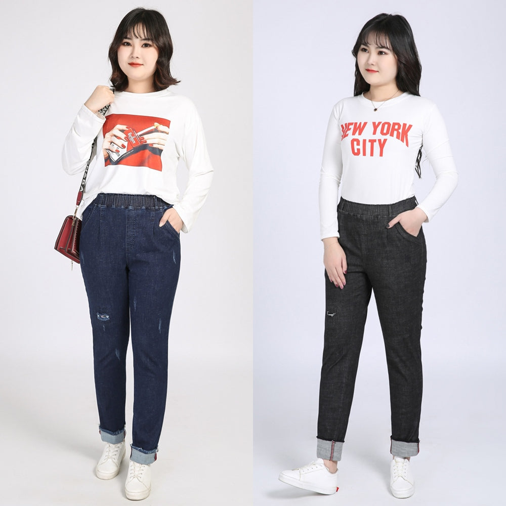 (2XL-9XL) Plus Size Ripped Denim Skinny Jeans