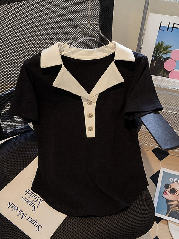 Plus Size Sailorette Polo T Shirt Top