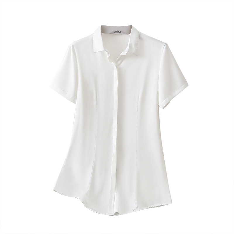 Plus Size Satin Office Short Sleeve Shirt Blouse (Extra Big Size ...
