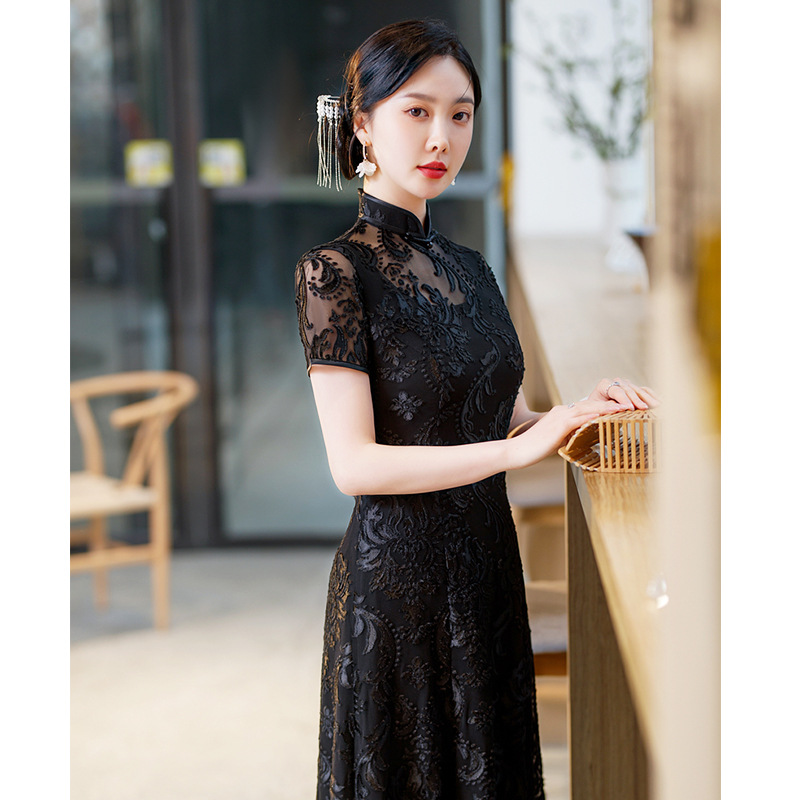 Cheongsam lace dress hot sale