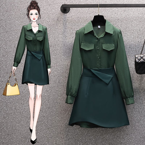 Plus Size Shirt Dress and Skirt Set