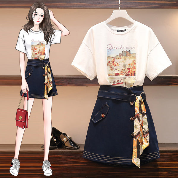 Plus Size T Shirt and Skirt Set