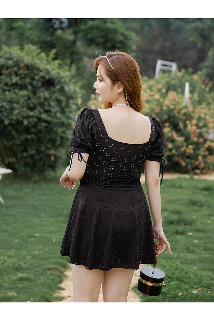 Plus Size Crochet Short Sleeve Swimsuit Pluspreorder
