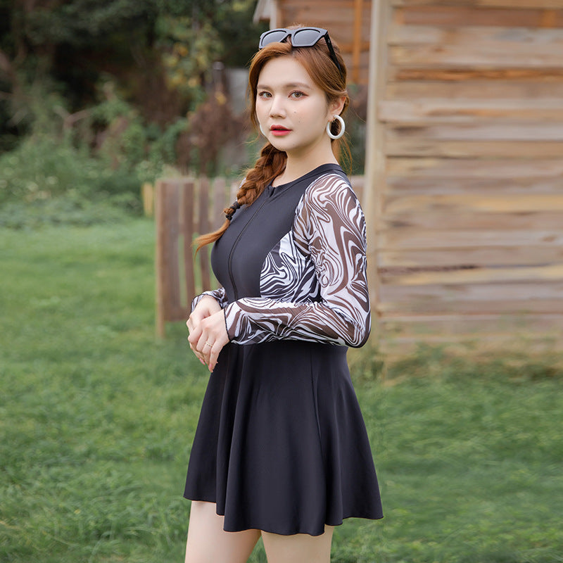 plus size long sleeve swim dress Plus Size Long Sleeve Swim Dress with Swim Shorts – Pluspreorder