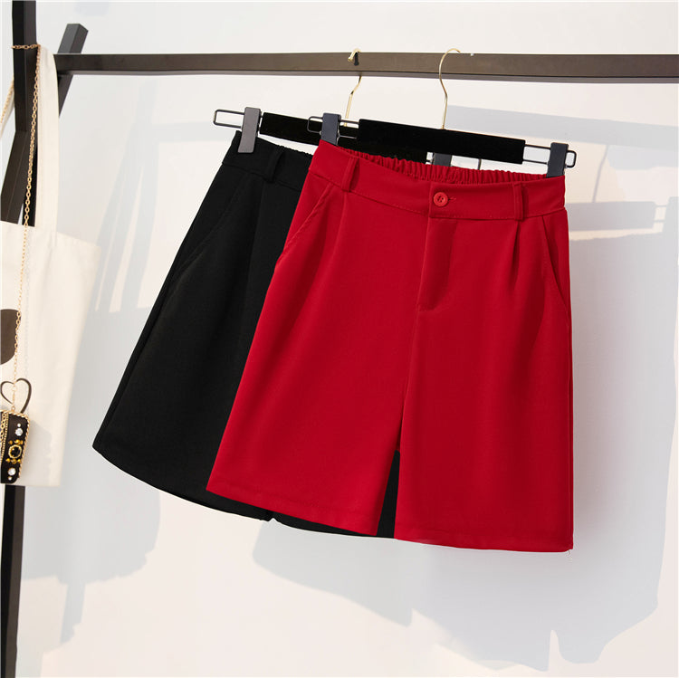 Plus Size Shorts (Black, Red)