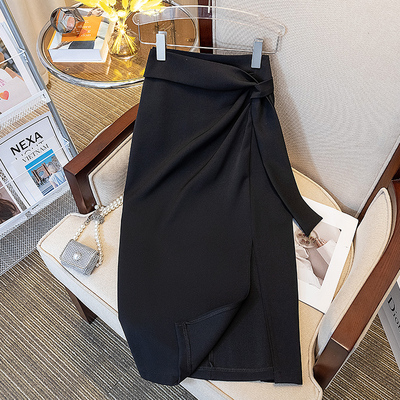 Plus Size Side Tie Pencil Midi Skirt