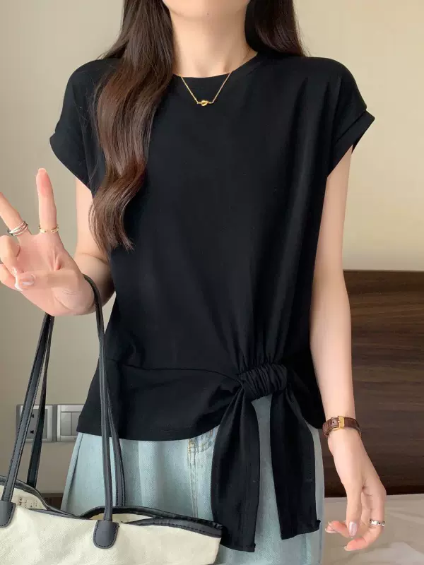 Tie Plus Plus Size Side Tie Top – Pluspreorder
