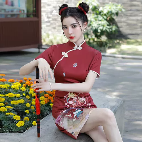 Plus Size Slit Oriental Chinese Qipao Dress