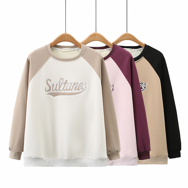 Plus Size Slogan Raglan Fleece Thick Sweater (Extra Big Size)