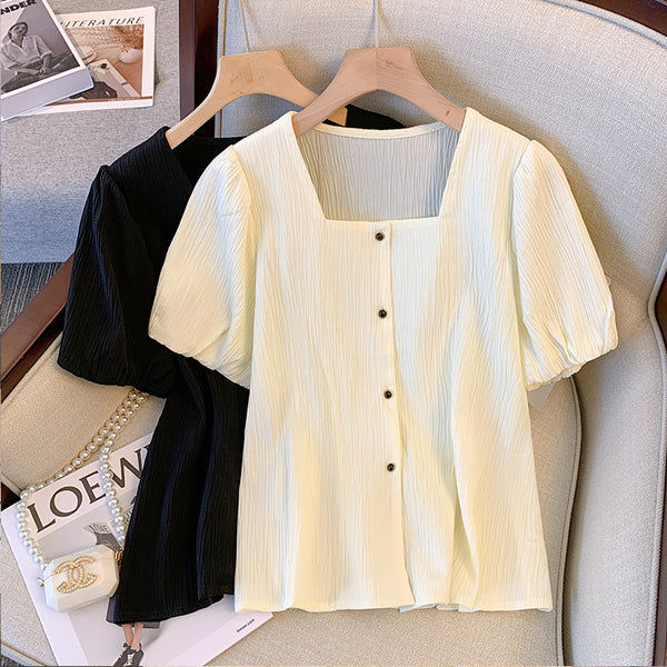 Plus Size Korean Square Neck Blouse