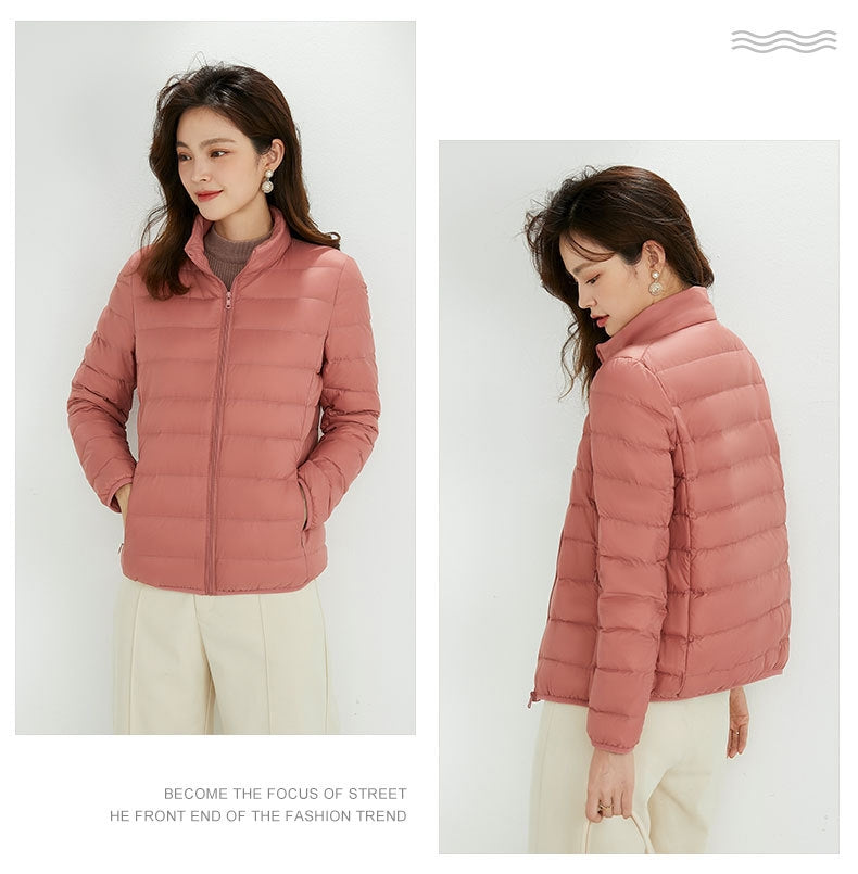 Plus Size Stand Collar Lightweight Down Jacket – Pluspreorder