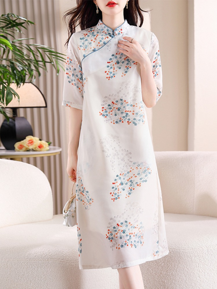 Plus Size Stars Midi Cheongsam Dress