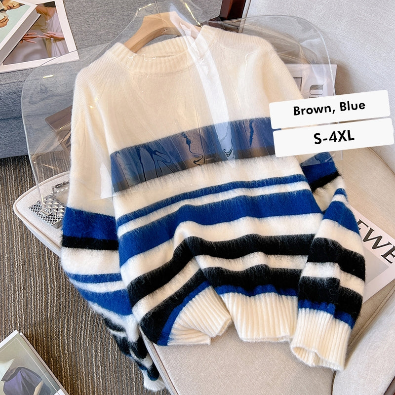 Plus Size Korean Stripe Sweater
