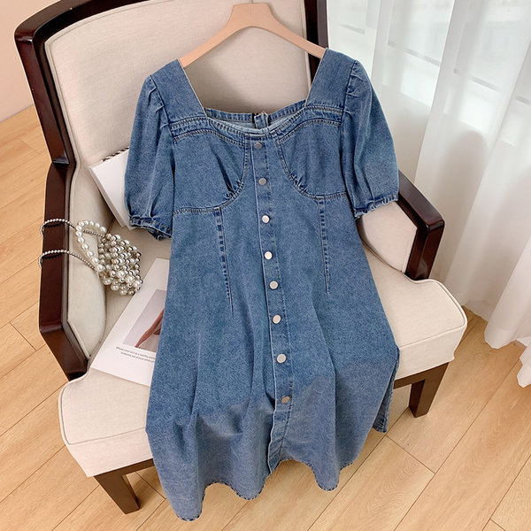 Plus Size Sweetheart Bustier Denim Dress (EXTRA BIG SIZE)