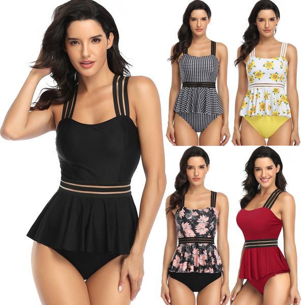 (S-XXL) Plus Size Peplum Swimsuit