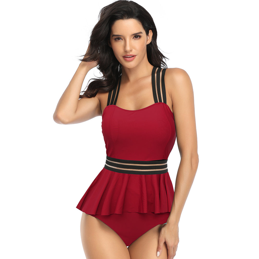 S-XXL) Plus Size Peplum Swimsuit – Pluspreorder
