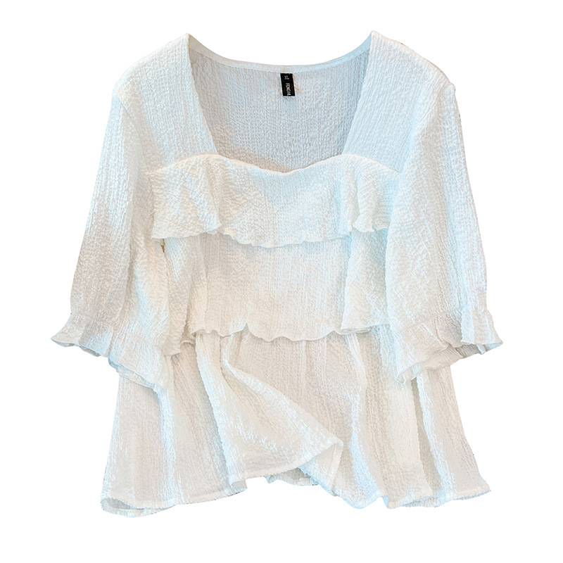 Plus Size Textured Tier Short Sleeve Blouse (EXTRA BIG SIZE) – Pluspreorder