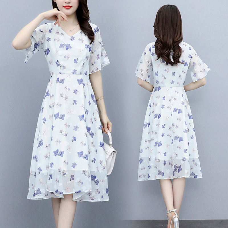 Plus Size White Floral Midi Dress
