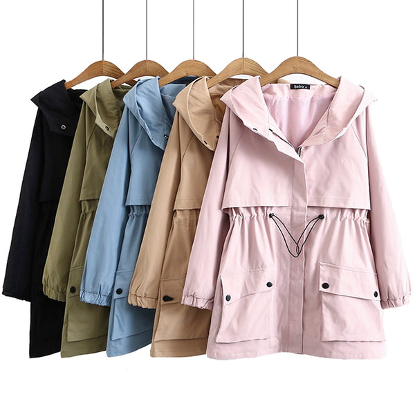 Plus Size Tunic Windbreaker Jacket