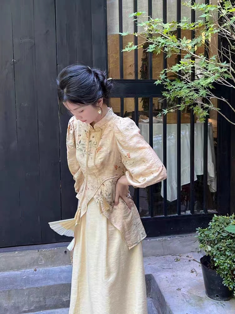 Plus Size Yellow Cheongsam Dress