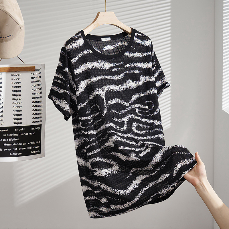 Plus Size Zebra Short Sleeve Blouse (Extra Big Size)