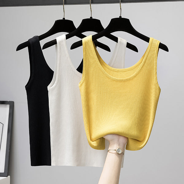 Plus Size Ribbed Knit U Neck Tank Top
