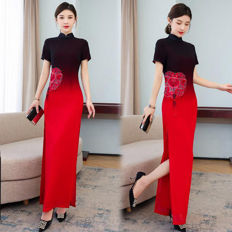 S 5Xl Custom Size Plus Size Ombre Qipao Maxi Dress Pluspreorder