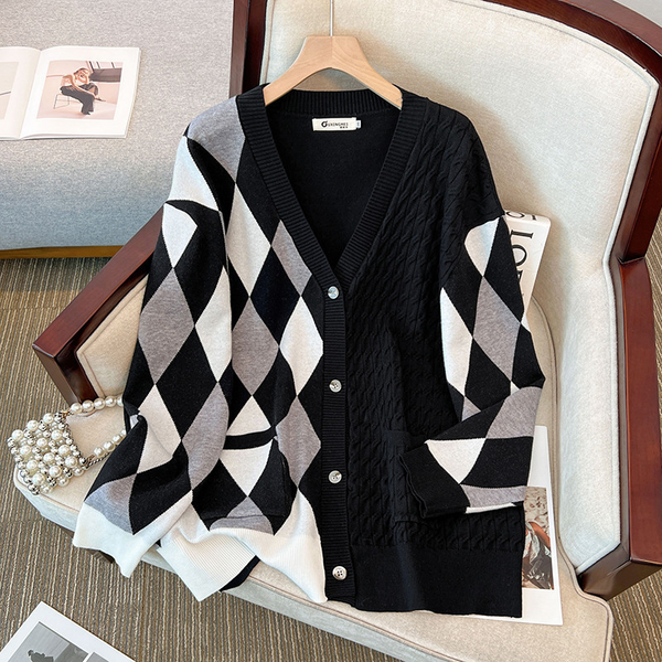 (XL-5XL) Plus Size Agryle Korean Woolen Knit Cardigan Jacket (Extra Big Size)