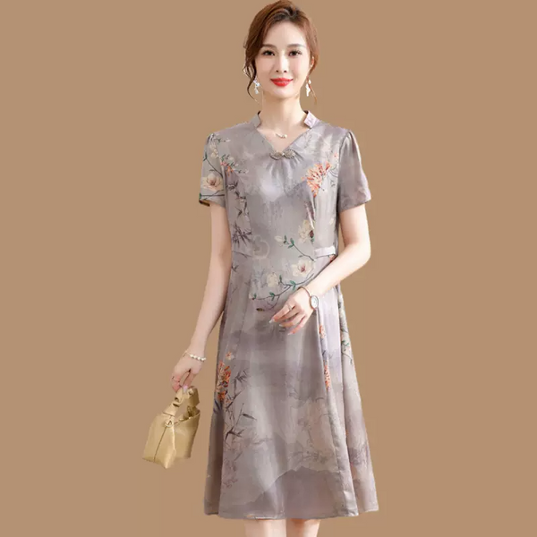 (XL-5XL) Plus Size Oriental Notch Neck Qipao Dress