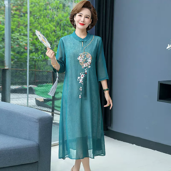 (XL-5XL) Plus Size Tassel Flowy Qipao Dress