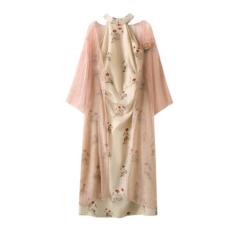 XL-7XL) Plus Size Oriental Halter Dress And Pink Long Jacket Set (Ext –  Pluspreorder