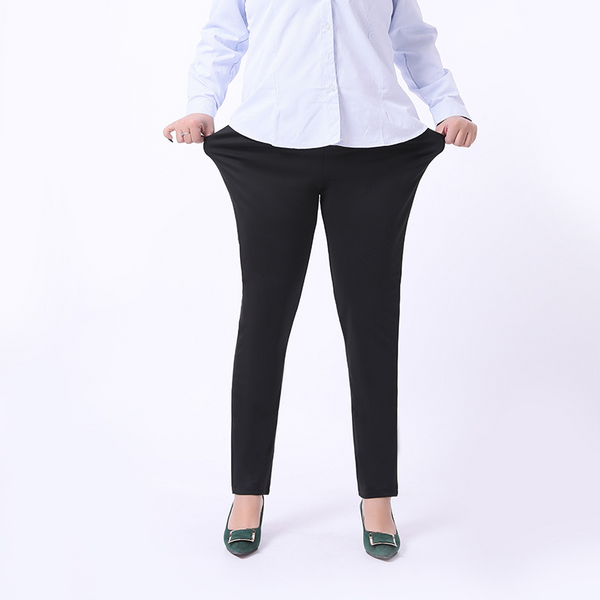 (XL-9XL) Plus Size Black Stretchy Skinny Pants With Pockets (Extra Big Size)