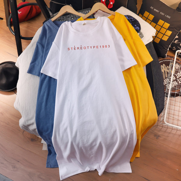Plus Size Stereotype Cotton T Shirt Midi Dress